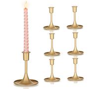 Sziqiqi Candlesticks Holder for Wedding Table Centerpiece - 6Pcs Gold Taper Candle Holders Metal Candle Stick Holder for Christmas Candlelight Dinner Wedding Party Festival Decor, Medium
