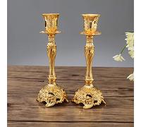 Sziqiqi Gold Plated Shabbat Candlesticks Holders Set of 2 Metal Taper Candle Holders, Ornate Candle Holders for Shabbat Taper candles, L - L
