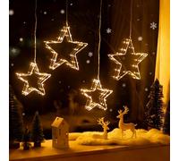 Sziqiqi LED Christmas Star Lighting: Window Lighting 4-Pack for Indoor Decor - 20 LED Christmas Star Lights Up with Timer Suction Cups for Window