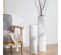 Sziqiqi Metal Tall Floor Vase Set of 2: White Large Vases for Pampas
