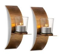 Sziqiqi Rustic Wall Candle Holder for Tealight Candles - Rustic Gold and Bronze Wall Mounted Candle Sconces Decorative Metal Wall Decor for Bathroom Hallway Entryway
