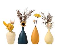 Sziqiqi Small Ceramic Vases for Flowers Decorative Vase Set for Living Room Mini Handmade Vases for Table Centerpiece Decoration Modern Vase with Morandi Matte Color Set of 4