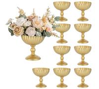 Sziqiqi Urn Vase for Wedding Centrepiece: 20cm Flower Urn Bulk for Table Decorations - Gold Floral Arrangement Pots Set of 10 - Metal Decorative Vases for Party Reception Dinner Table