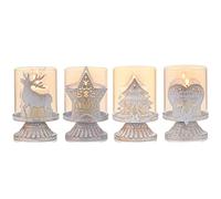 Sziqiqi Vintage Antique Metal Pillar Candle Holders Set of 4, Distressed Hurricane Candlestick Candle Holders Prefer Centerpieces for Christmas Table Mantle Fireplace Decoration, 4 Pcs