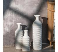 Sziqiqi White Large Metal Vase - 68/51/41cm Tall Set, Oversized Floor Standing Vase for Pampas Grass, Modern Honeycomb Texture for Living Room, Corner, Hallway, Office