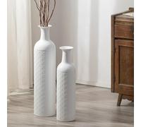 Sziqiqi White Tall Metal Floor Vases: 70/55 cm Extra Large Decorative Vintage Four-Leaf Clover Design - Set of 2 for Living Room, Bedroom, Home Corner