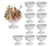 Sziqiqi White Urn Vase for Wedding: 15 cm Tall Metal Bluk Vases for Table Centrepiece Set of 10 - Small Vintage Flower Arrangement Pots - Elegant Hammered Vase for Party Birthday Reception Christmas
