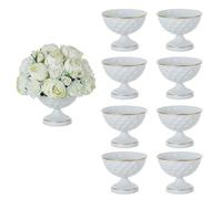 Sziqiqi White Urn Vases Centrepiece: 15.5 cm Metal Urn Vase Set of 10 Bulk Vase Pot for Wedding Decorations - Flower Arrangements Table Vasen for Birthday Party Event