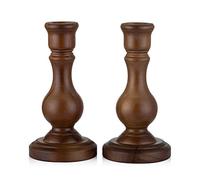 Sziqiqi Wood Candle Holders for Candlesticks - Set of 2 Wooden Taper Candle Holder for Home Dinner Table Fireplace Mantel Entryway Decoration Wedding Centerpiece 6.7inch