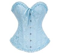 SZIVYSHI Cabana Blue Corset for Women - Bustier Shapewear Lingerie - Strapless Vintage Victorian Overbust Fashion Lace Waist Bodice for Night Out - Size M