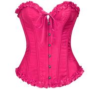 SZIVYSHI Corset Tops for Women, Bustier Shapewear Lingerie, Lace Waist Push Up Bodysuit Bright Rose, Size S