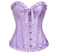 SZIVYSHI Corset Tops for Women, Bustier Shapewear Lingerie, Lace Waist Push Up Bodysuit Lavender Frost Purple, Size 3XL