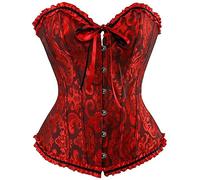 SZIVYSHI Halloween Overbust Corset Top - Black and Red - L