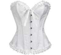 SZIVYSHI Halloween Overbust Corset Top - Brilliant White - S