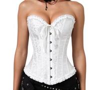 SZIVYSHI Halloween Overbust Corset Top | Premium 14-bone gothic bustier, Creates a flexible hourglass shape for vampire,witch, or pirate fancy dress and steampunk