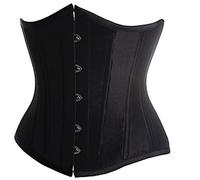 SZIVYSHI Women'S Underbust Satin Lace Up Waist Cincher Corset Shaper Bustier Top Black M