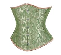 SZIVYSHI Women'S Underbust Satin Lace Up Waist Cincher Corset Shaper Bustier Top,Jacquard Green,Size L