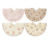 SZJIAHTM 4 Pack Of baby Toddler Soft Cotton Vintage Flower Print Feeding Drooling Breathable Bibs Adjustable Snap Teething Bibs For boys Girls 0-18 Months