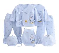 SZJIAHTM 7 Pcs Baby Boy Girls Coming Home Outfits Cotton Top Hat Pants PlaySuit Grow clothing Sets for 0-3 Months Newborn