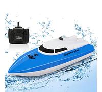 SZJJX Kids Remote Control Boat, 100+ Minutes Playtime, 2.4GHz High Speed Remote Control Mini Racing Boat for Lake/Pool/Pond, Water Toy for Boys and Girls - Blue