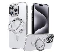 SZJLDS Case Compatible with iPhone 15 Pro, Strongest Magnetic Force Mobile Phone Case Compatible with Magsafe, 360° Rotating Stand, Never Yellowing, Transparent Protective Case, Shockproof Case