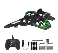 SZJMAO RC Plane for Kids and Beginners, 2.4GHz Form Drone Remote Control Airplane Outdoor Flying Toy, 360° Drop-Resistant Stunt Spin Remote Fighter Jet with Lights (Green)