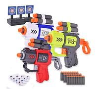 SZJYMY 3 Pack Blaster Gun Toy Guns, Soft Foam Dart Blaster Compatible with Nerf Guns with 10 Little Tumbler 1 Nerf Targets For Shooting 30 Pcs Soft Foam Darts Toys For 3 Year Olds Boys