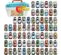 SZJYMY 70 Pcs Die-cast Metal Mini Pull Back Cars Set with Storage Case Fun loose racing toys Teacher Treasure Prize Box Party Favors, Goodie Bag Stuffers Toys for Boys Girls Toddlers
