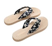 SZKCXBDB flip flops women Women's - Faux Straw Slip-on Sandals With Comfortable Eva Sole Perfect For The Beach, Pool And Walking-black-forty-one