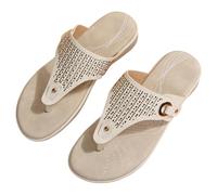 SZKCXBDB flip flops women Women's Flops, Flat Leather Sandals, Hollow Metal Platform Arch Support Flops-white-thirty-seven