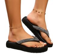 SZKCXBDB flip flops women Women's - Lightweight Slip-on Sandals With Thick Soles Great For Lounging, Beach, Pool, Swimming And Walking-black-thirty-six