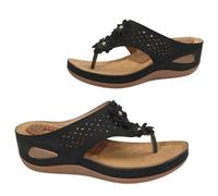 SZKCXBDB flip flops women Women's - Massage Grains, Casual Wedge Heel Platform Sandals Perfect For Beach, Pool, Swimming And Walking-black-36