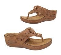 SZKCXBDB flip flops women Women's - Massage Grains, Casual Wedge Heel Platform Sandals Perfect For Beach, Pool, Swimming And Walking-light Brown-41