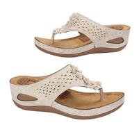 SZKCXBDB flip flops women Women's - Massage Grains, Casual Wedge Heel Platform Sandals Perfect For Beach, Pool, Swimming And Walking-off White-36