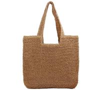 SZKCXBDB Straw bag Beach Bags For Women - Summer Soft Large Woven Shoulder Handbag, Tote Bag, Vacation Bag-brown