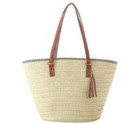 SZKCXBDB Straw bag Beach Tote Summer Hand-woven Shoulder With Tassels Suitable For Travel Holiday Shopping-beige
