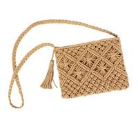 SZKCXBDB Straw bag Crossbody Women's Summer Woven Shoulder Beach Zipper-brown