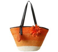 SZKCXBDB Straw bag Summer Large Woven Beach Women's Shoulder Holiday Handbag-orange Color
