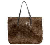 SZKCXBDB Straw bag Women's Bag, Large Zipper Woven Beach Tote Summer Raffia Shoulder Bag-dark Brown