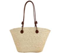 SZKCXBDB Straw bag Women's Beach Summer Large Handbag Shoulder Suitable For Travel Shopping Vacation-beige