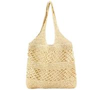 SZKCXBDB Straw bag Women's Large Beach Handmade Woven Shoulder Hobo Handbag Summer Wallet-beige