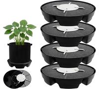 SZKKQKJ Pack of 4 Self-Watering Fabric Pot Coasters, Adjustable Self-Watering Pot Coasters for Potted Plants, Gardens and Greenhouses
