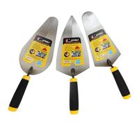 Szliyands Carbon Steel Masonry Hand Trowel Set, 9 Inch Pointing, Gauging & Ellipse Trowels, Slip Resistant Rubber Grip, Ideal for Brick Layers & DIY Projects