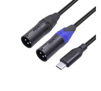 SZLliyxs 3.3FT USB C to Dual XLR Male Audio Cable,USB C to 2 XLR Male Stereo Power Amplifier Cable,Mobile Phone USB c Connection Active Speaker, Power Amplifier Audio Cable