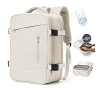 SZLX Airbag Backpack with Vacuum System for Travel, Vacuum Travel Backpack with Vacuum Pump, Ryanair Travel Ruscksack Cabin Size Carry-on Luggage Women Waterproof Men's Vacuum Suitcase Beige