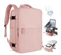 SZLX Airbag Backpack with Vacuum System for Travel, Vacuum Travel Backpack with Vacuum Pump, Ryanair Travel Ruscksack Cabin Size Carry-on Luggage Women Waterproof Men's Vacuum Suitcase Pink