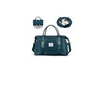 SZLX Travel Duffel Bag, 29L Weekend Bag with Trolley Sleeve, Dry & Wet Seperated Sports Gym Bag Waterproof Carry On Bag for Women Men Weekender Tote Hospital Cabin Bag Peacock Blue