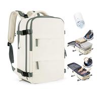 SZLX Vacuum Backpack Carry-on Luggage Women, Airbag Backpack with Vacuum System for Travel, Ryanair Travel Ruscksack Cabin Size with Pump Waterproof Men's Vacuum Suitcase Beige Green