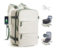 SZLX Vacuum Backpack Carry-on Luggage Women, Airbag Backpack with Vacuum System for Travel, Ryanair Travel Ruscksack Cabin Size with Pump Waterproof Men's Vacuum Suitcase Beige Green