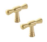 SZLXJMFL Cabinet Knobs Gold Small, 2 Pack Furniture Handles Solid Brass | Brushed, Drawer Pulls Hole Center: 64-320mm Cupboard Handles Kitchen Door Handles Single Hole